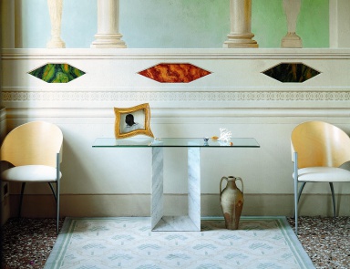 The console at the base of marble or limestone Diapason, Cattelan Italia