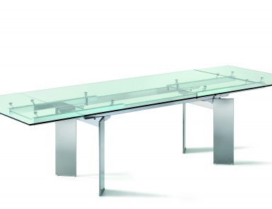 Dining table sliding glass and steel Elan, Cattelan Italia