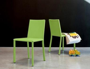 The chair with the frame made of metal leather upholstered Cubic, Miniforms