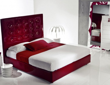 Double bed, upholstered leather or fabric Feeling, Moda