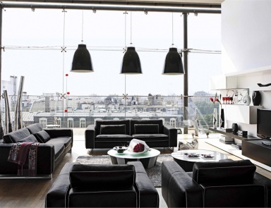 The chair frame is solid wood leather upholstered Abstract, Roche Bobois