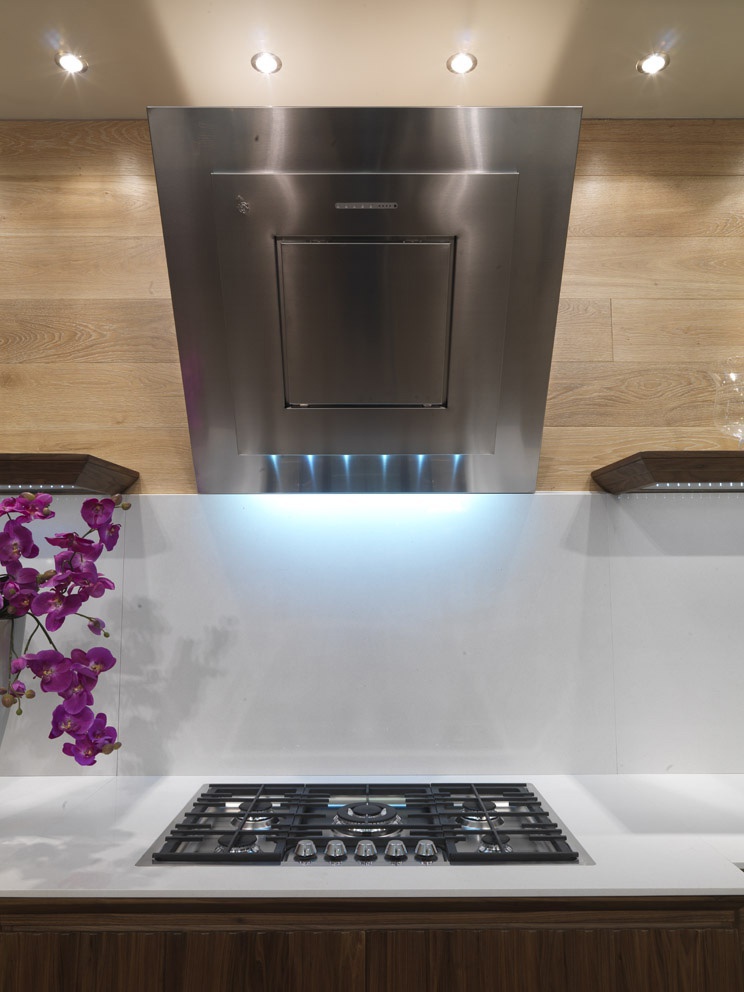 Kitchen Set Made Of Solid Wood With A Tabletop Of Frosted Glass