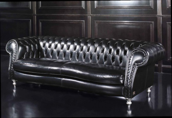 90s black leather 'Divanie e Poltrone' sofa for Giulio Marelli