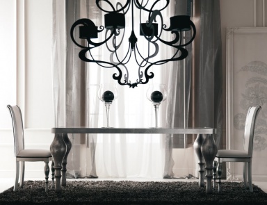 Rectangular table with black glass top ZOE