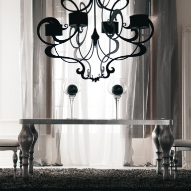 Table with black glass top ZOE