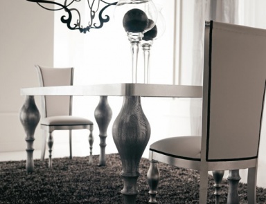 Chair with soft back ZOE, legs of wood, upholstered in fabric or leather.