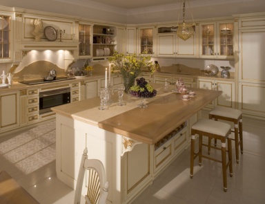 Set for the kitchen with work surface made of marble CA'd'oro