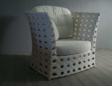 Armchair with removable cushions, Rattan Wood