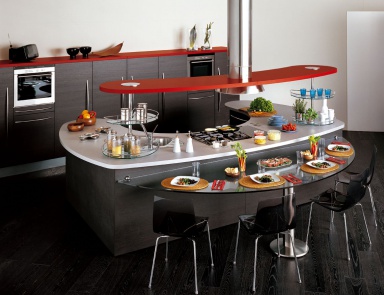 Kitchen (kitchen set) with a folding table Skyline by SNAIDERO