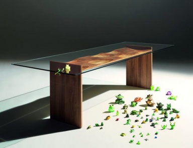 Dining table with rectangular top, Ripples - Horm