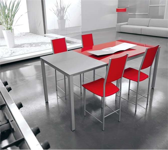 Dining table sliding on a metal frame with a tabletop made of glass or laminate Max, Cattelan Italia