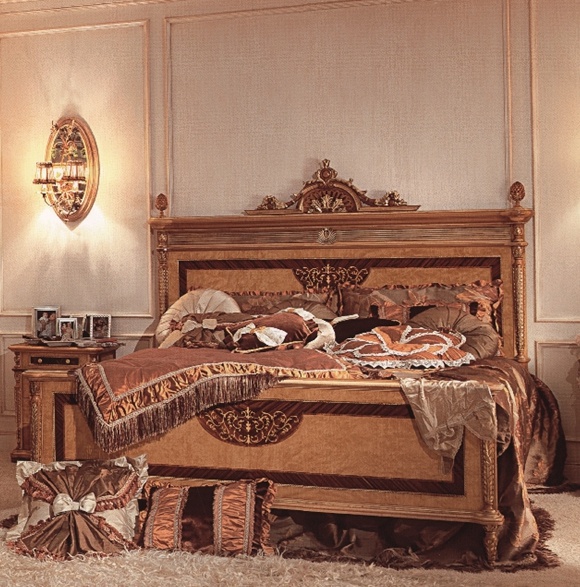 Double bed frame solid wood 1550, Riva Mobili d'arte