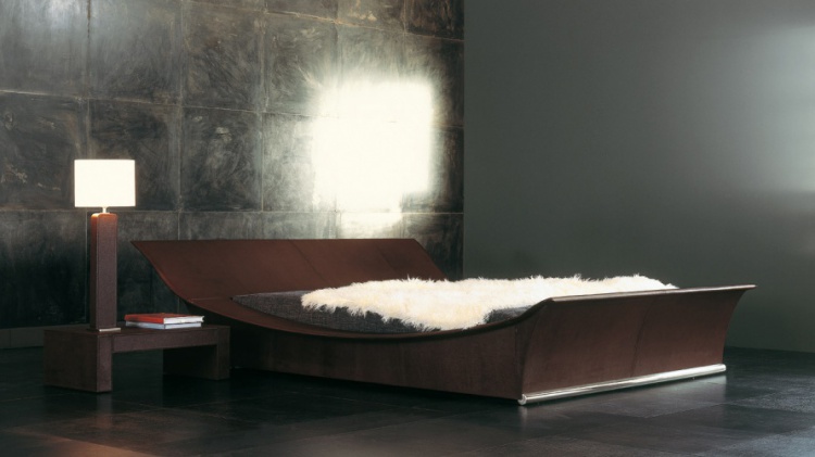 Bed with leather upholstery Piroga - Rugiano