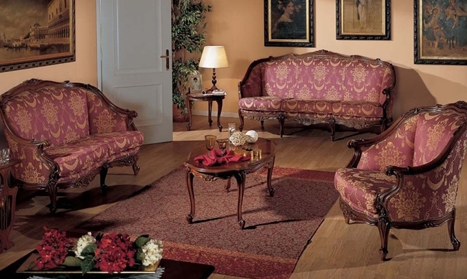 Sofa on a frame of solid wood covered with a cloth 3129 / 3130, Modenese Gastone