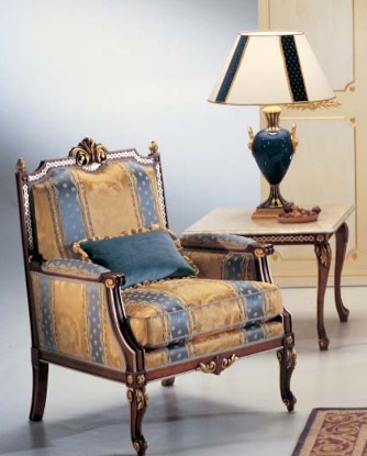 A chair on a frame of wood covered with a cloth Brunei, Caspani Tino