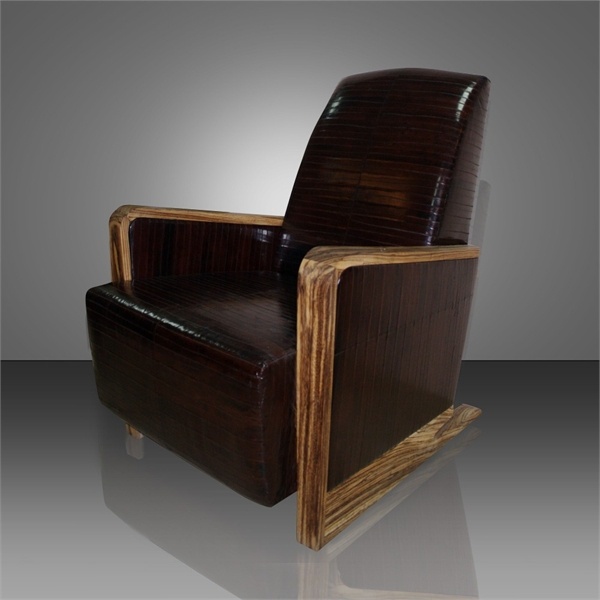 The chair on the Zebrano frame upholstered in leather eel 24 Maggio, Morelato