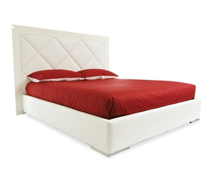 Leather double bed with high headboard Lullaby, Сalligaris