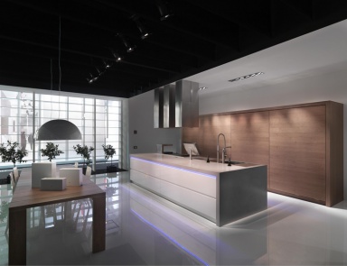 Set for the kitchen with veneer finish and walnut, MK Cucine