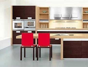 Set for the kitchen finished with oak veneer and wenge, MK Cucine