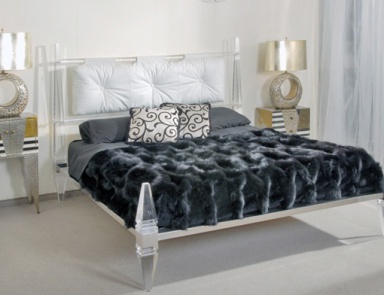 Double bed with upholstered headboard, Wama