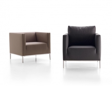 Armchair with legs metal leather upholstered or fabric 02 Jean, B&B Italia