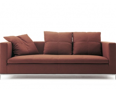Sofa on a frame of steel upholstered in leather or fabric George, B&B Italia