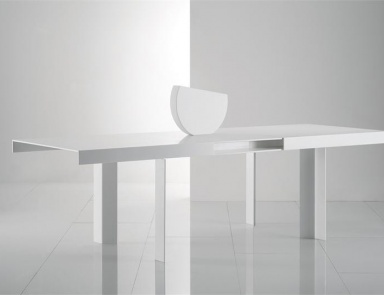 Dining table with metal legs and top made of Corian or glass Axlon, Acerbis International