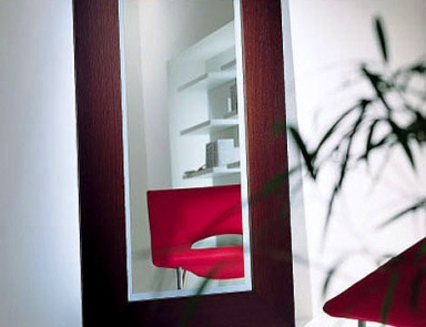 Backlit mirror with frame made of wood or glass shelf from DSP Mirrors, Acerbis International