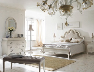 Bedroom on a frame of solid wood, MDF and tamburino Boboli, Benedetti