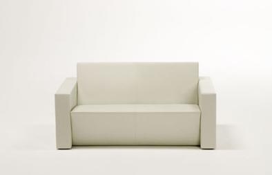 Two-seater sofa on a frame of solid wood upholstered in leather EM02, Matteograssi