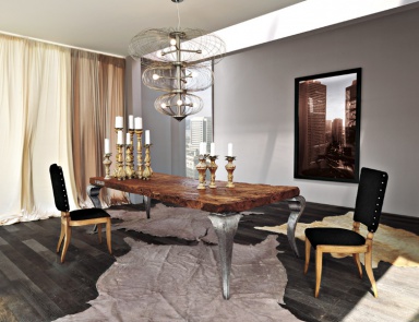 Dining table in wooden frame with silver legs Sidney, Bizzotto