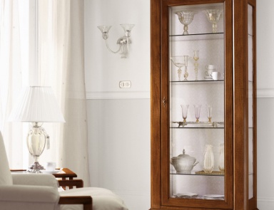 Showcase on a frame of solid poplar with glass door 4421Zl / 4221ZG, Bruno Piombini