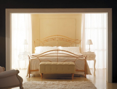 Bed with wrought iron headboard Letto Aramis - Millenotti - Corte Zari