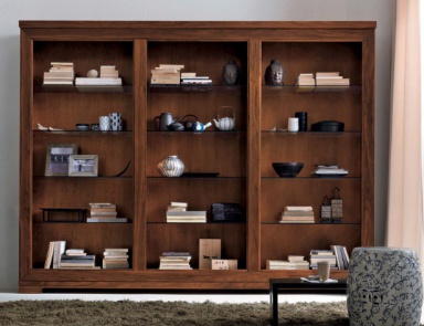 Showcase with three sections on a frame of solid beech 8064L / 8064V, Bruno Piombini