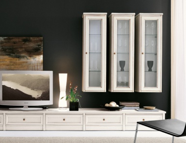 Storage system modular on a frame of solid wood veneer Comp 71, Bruno Piombini