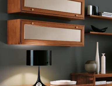 Storage system modular on a frame of solid wood veneer Comp 72, Bruno Piombini