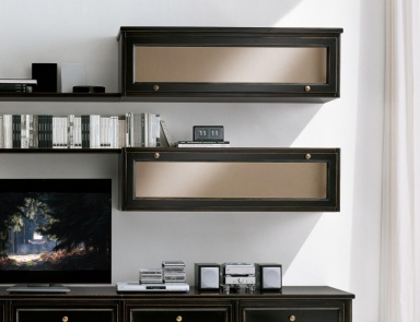 Storage system modular on a frame of solid wood veneer Comp 73, Bruno Piombini