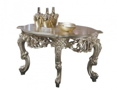 Coffee table with body in solid wood and finished in gold or silver B02, Arcari