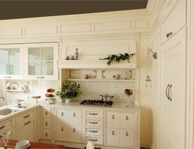 Kitchen with wooden case and marble top Florence 6, Arcari