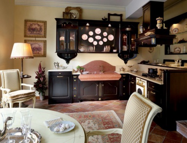 Kitchen with enclosure made of wood and marble Melograno 5, Arcari