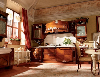 Kitchen with enclosure made of wood and marble Melograno 7, Arcari