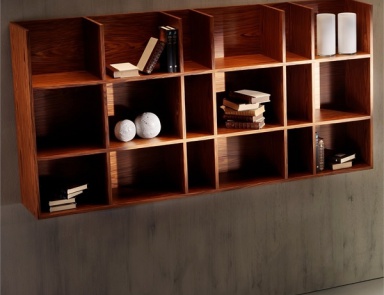 Wall-mounted rack with a frame made of solid wood Swing, Rattan Wood