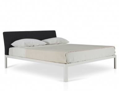 Double bed with upholstered headboard D. Blue, Porro