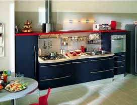 Kitchen (kitchen set) with integrated illuminated Skyline by Snaidero
