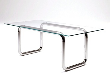 Dining table Glass Table with Pipe Legs, Living