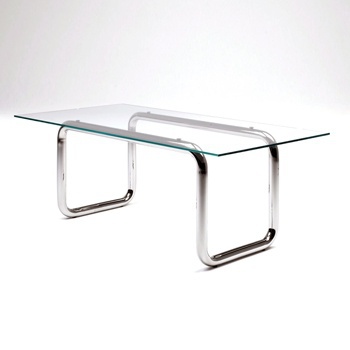 Dining table Glass Table with Pipe Legs