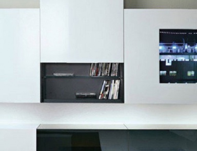 The Cabinet with a frame made of chipboard and glass fa?ade New Concept Flate Case, Acerbis International