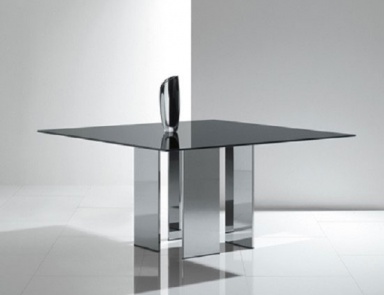 Table with stainless steel base and top made of glass Eyon, Acerbis International