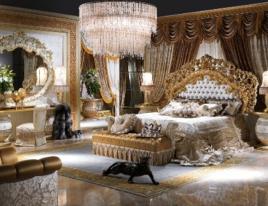 Bedroom (Suite bedroom) with a high padded headboard, Cappelletti