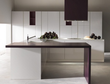 Set for the kitchen in white and purple tones, Astra